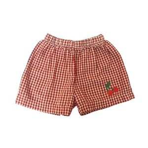 Vintage 90s Disney Pooh Red Gingham Shorts Cherry Embroidery Sz 4T Summer